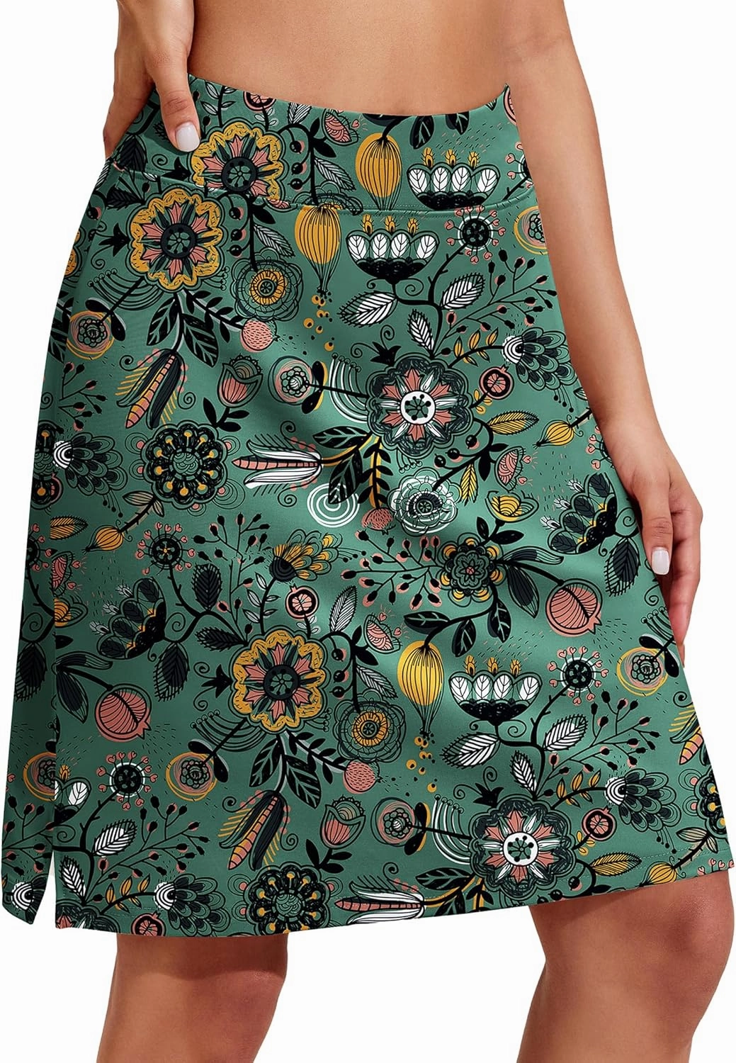 COOrun Women's 20" Knee Length Skorts Skirts Athletic Tennis Skorts Long Golf Skirt with Pockets Modest Skirts
