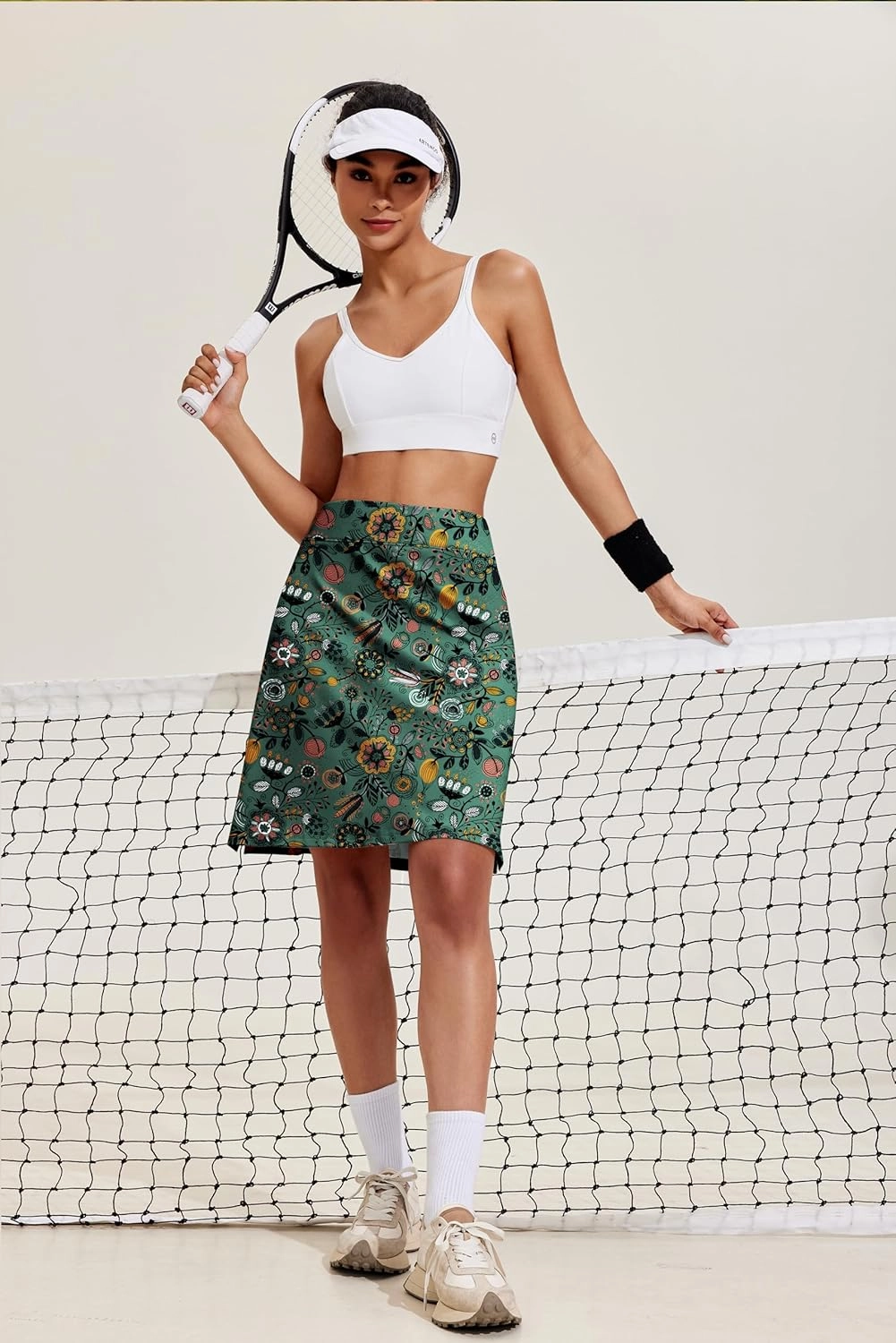 COOrun Women's 20" Knee Length Skorts Skirts Athletic Tennis Skorts Long Golf Skirt with Pockets Modest Skirts