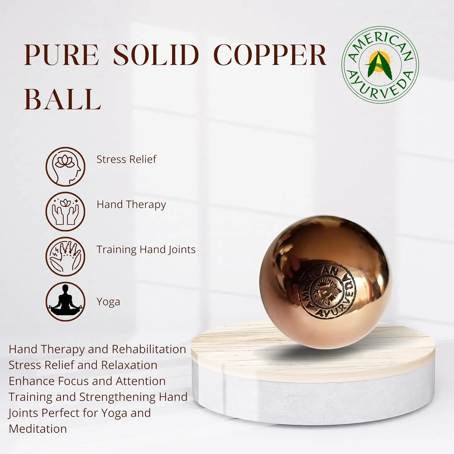 Copper Ball. Copper Metal Ball, Bring Integrity and Clear Thinking with Natural Energy and Meditation Crytal Sphare, Get Mental Agility Grounding Movement Therapy - 1.1 inches