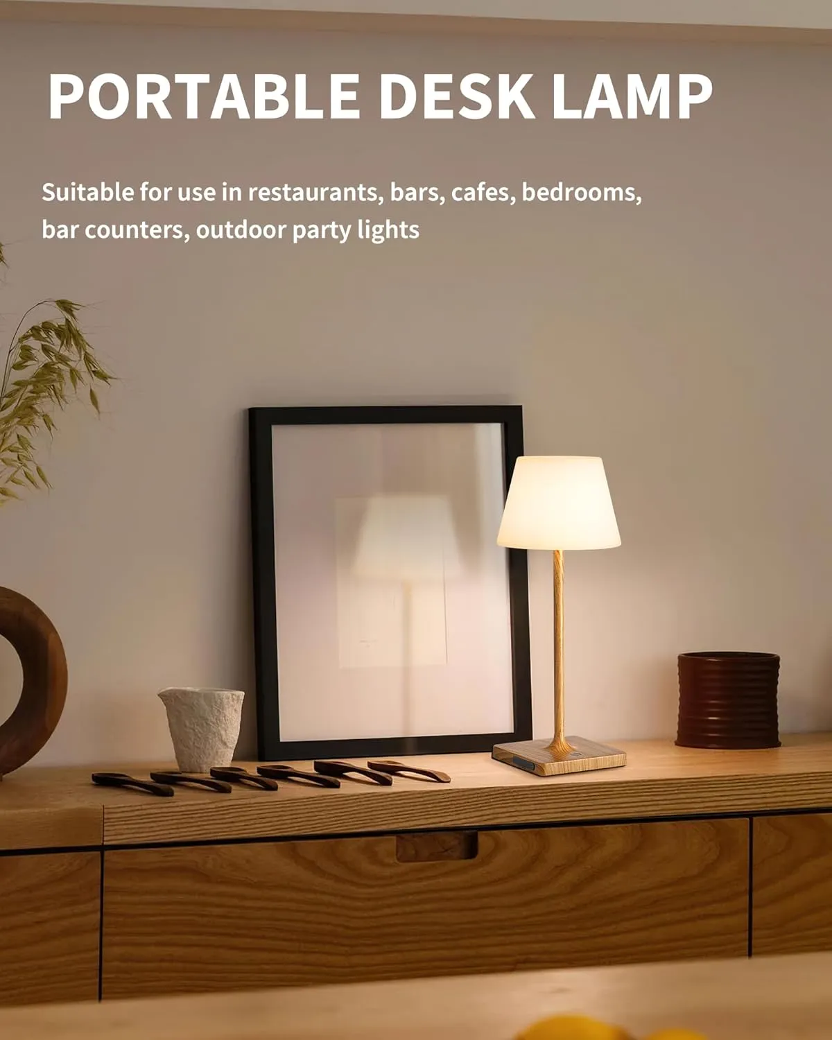 Cordless Portable Touch Table Lamp Waterproof Shower Lamp Set of 2, 4000mAh Rechargeable Battery Powered Dimmable LED Desk Lamps, Modern Baby Night Light for Bedroom, Restaurant, Bathroom 14.5"