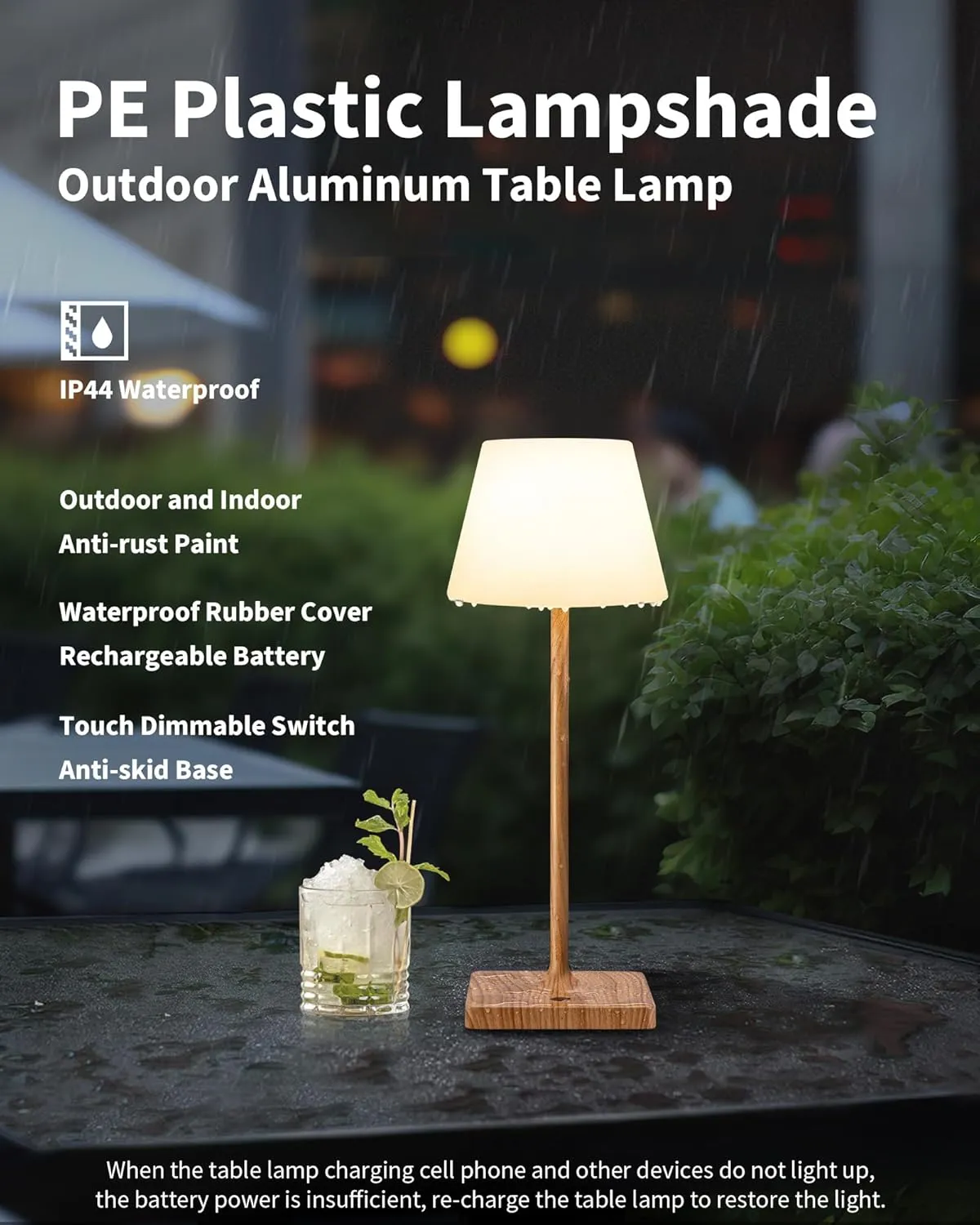 Cordless Portable Touch Table Lamp Waterproof Shower Lamp Set of 2, 4000mAh Rechargeable Battery Powered Dimmable LED Desk Lamps, Modern Baby Night Light for Bedroom, Restaurant, Bathroom 14.5"