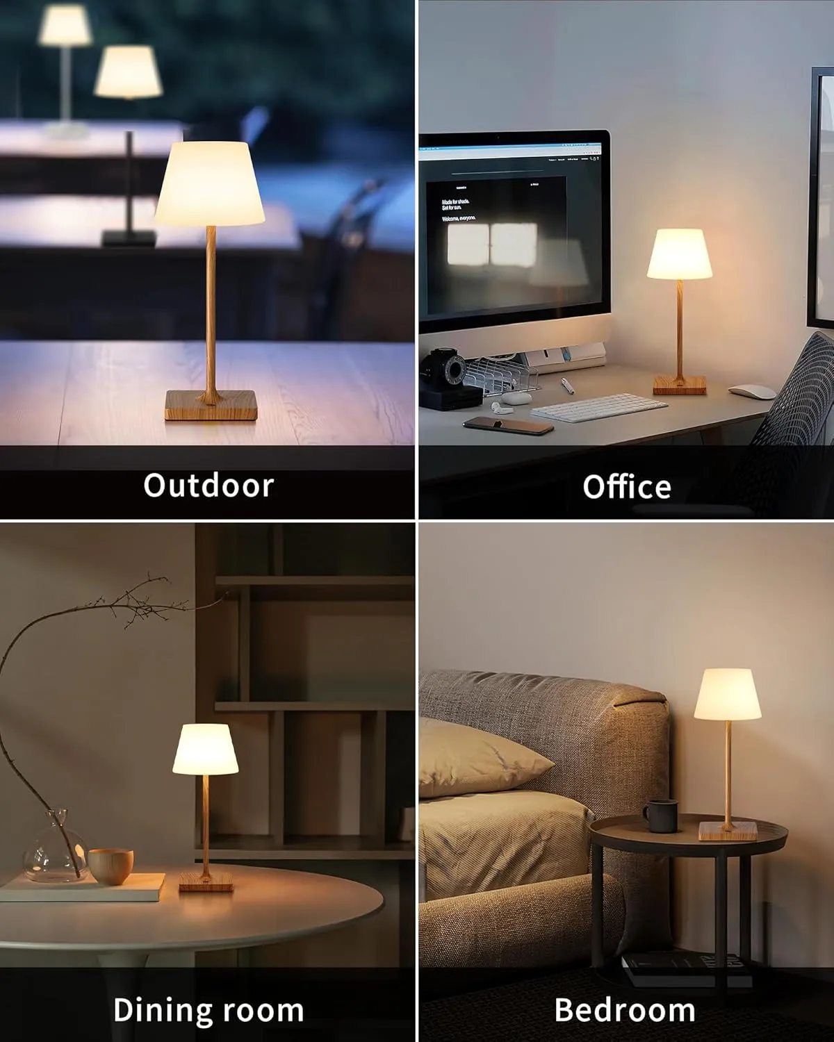 Cordless Portable Touch Table Lamp Waterproof Shower Lamp Set of 2, 4000mAh Rechargeable Battery Powered Dimmable LED Desk Lamps, Modern Baby Night Light for Bedroom, Restaurant, Bathroom 14.5"