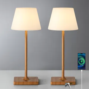 Cordless Portable Touch Table Lamp Waterproof Shower Lamp Set of 2, 4000mAh Rechargeable Battery Powered Dimmable LED Desk Lamps, Modern Baby Night Light for Bedroom, Restaurant, Bathroom 14.5"