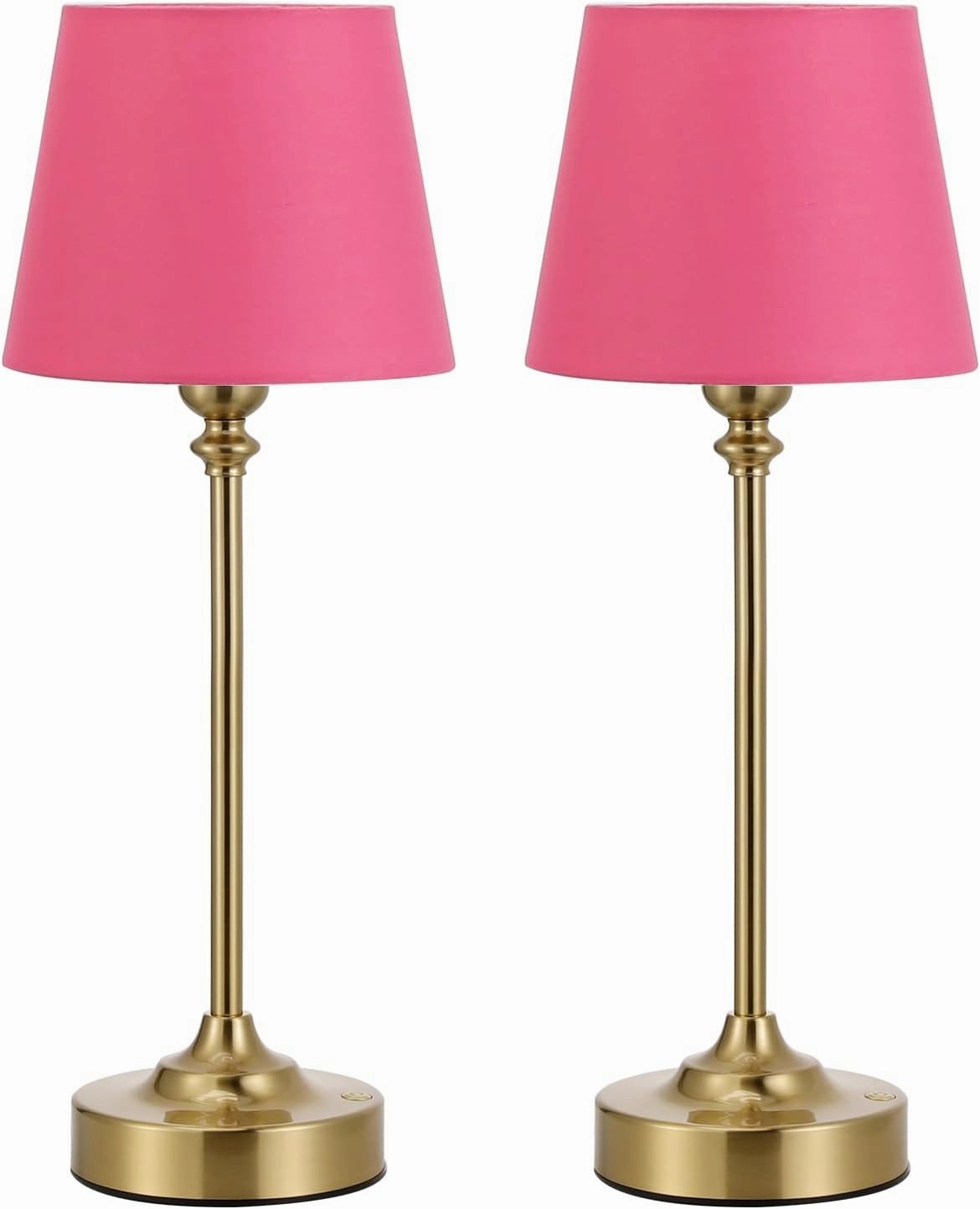 Cordless Table Lamps Rechargeable Set - 2 Pack Brass 4000mAH Battery Operated Lamps for Decor, 3000K Stepless Dimming Touch Control Wireless Lamps for Bedroom, Dining Table, Living Room, Rose Shade