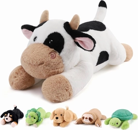 Cow Weighted Stuffed Animals - 12 Inch 1.0 Pounds Weighted Plushies Cow Stuffed Animals - Small Plush Pillow - Cute Plush Toys Gifts for Kids & Adults (12" 1.0 lbs)