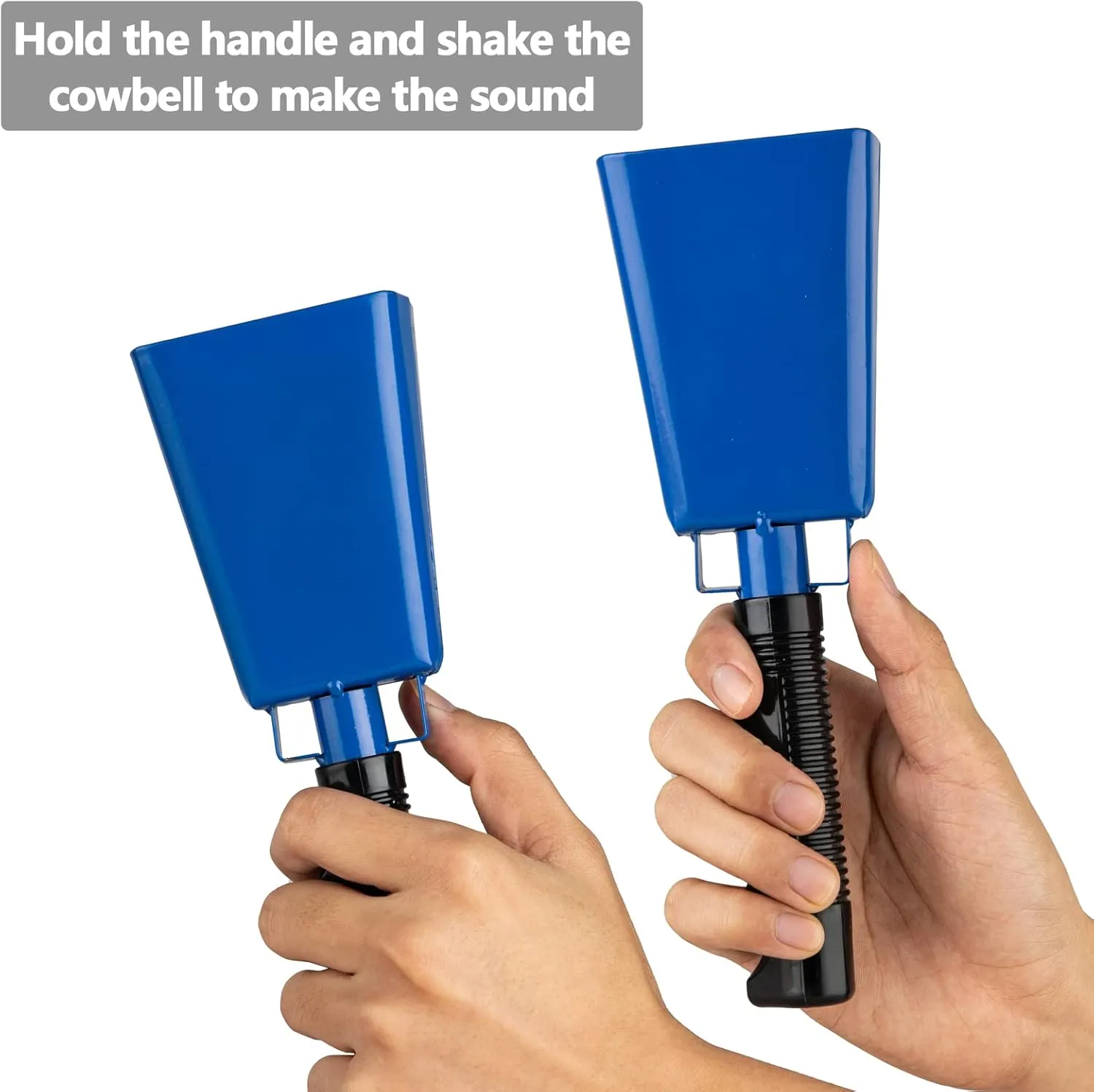 Cowbells 2pcs,Steel Cow Bell 8 inch with Handle,Cheering Hand Bell for Sports Events,Football Games,Party,Farm,Hand Chimes Percussion Musical Instruments (8 inch, Blue)