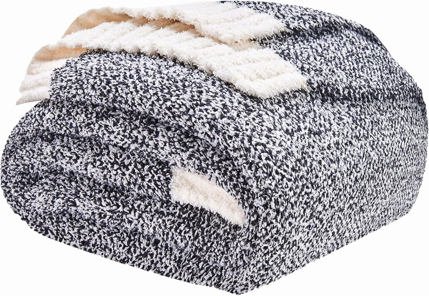CozeCube Melange Blanket, Ultra Soft Black and White Throw Blanket, Warm Cozy Knit Fuzzy Plush Reversible Throw for Couch Bed Sofa, 50"x60"