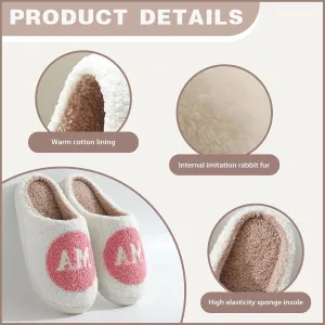 Cozy Fluffy Mama Slippers For Women Men Cute House Slippers Memory Foam Slippers Plush Bedroom Indoor Outdoor Shoes