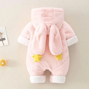 Cozy Winter Bunny Baby Jumpsuit - Warm Plush Outfit