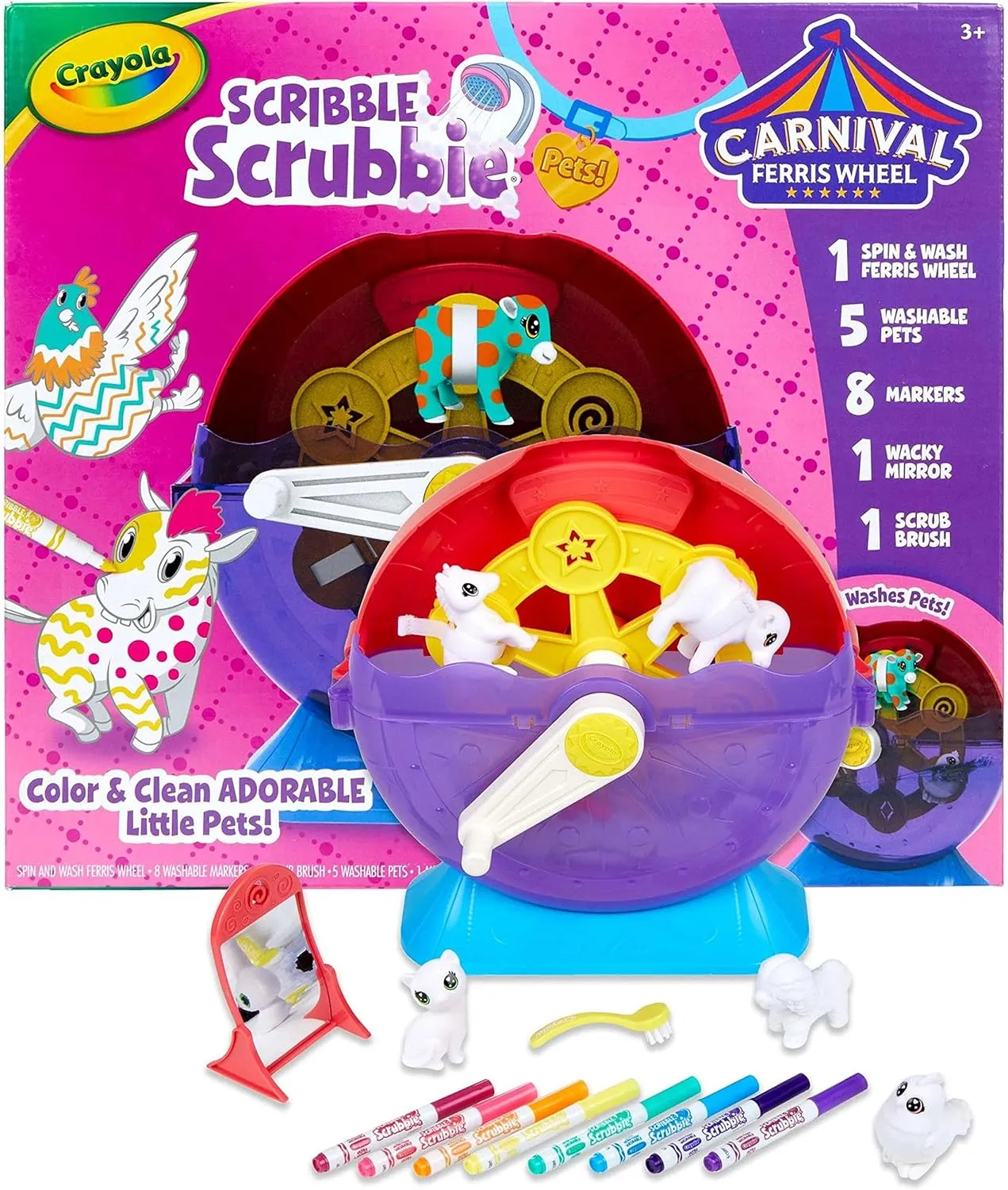 Crayola Scribble Scrubbie Pets Carnival Playset, Pet Grooming Toy, Animal Toys for Girls & Boys, Gift for Kids, Ages 3 