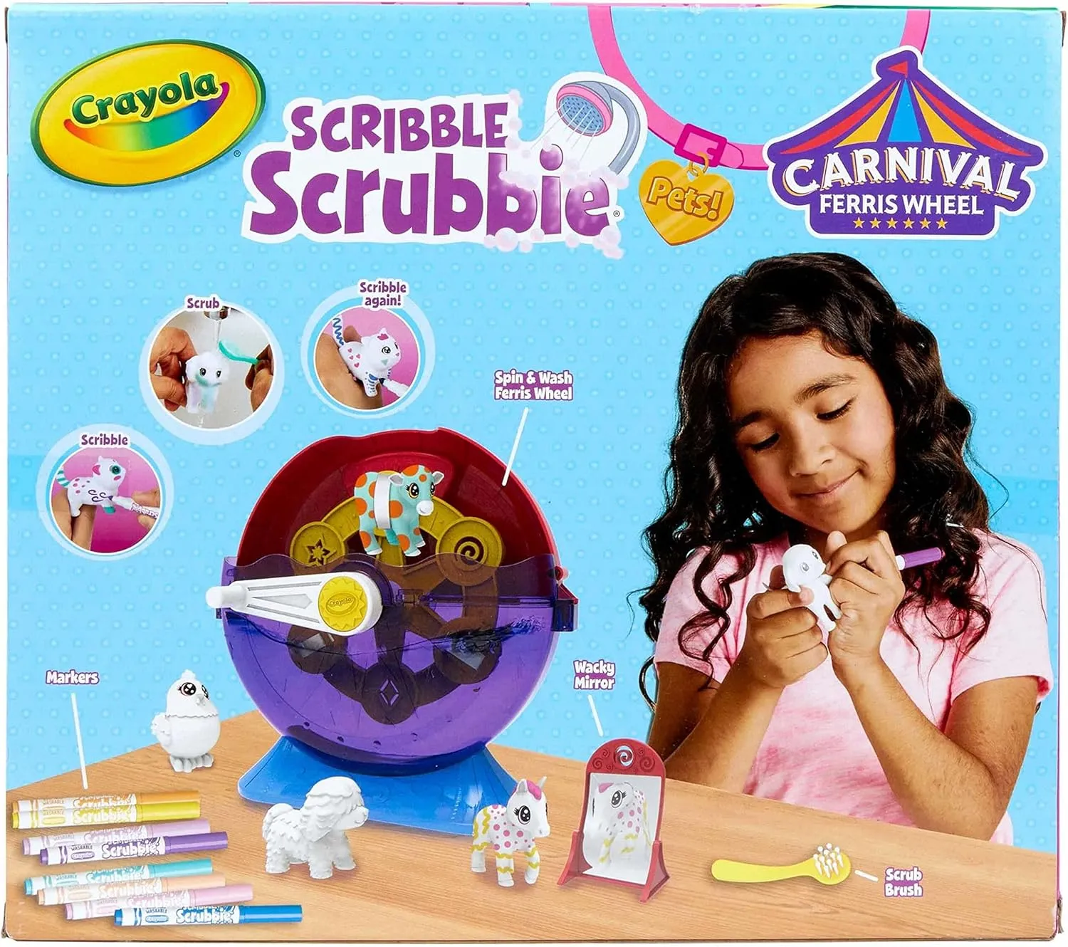Crayola Scribble Scrubbie Pets Carnival Playset, Pet Grooming Toy, Animal Toys for Girls & Boys, Gift for Kids, Ages 3 