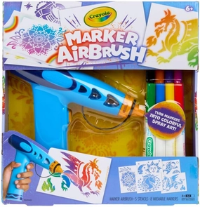 Crayola Marker Airbrush Spray Art Kit, DIY Marker Art Set for Kids, No Batteries Required, Toys for Kids, Gift for Boys & Girls, 6 