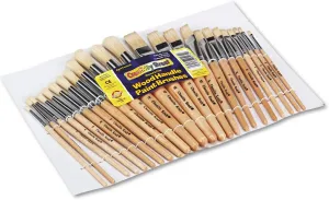 Creativity Street 5172 Preschool Brush Set, Sizes 1-12, Natural Bristle, Flat; Round, 24/Set