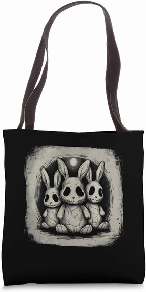 Creepy Bunny Rabbits Easter Horror Goth Grunge Alt Aesthetic Tote Bag