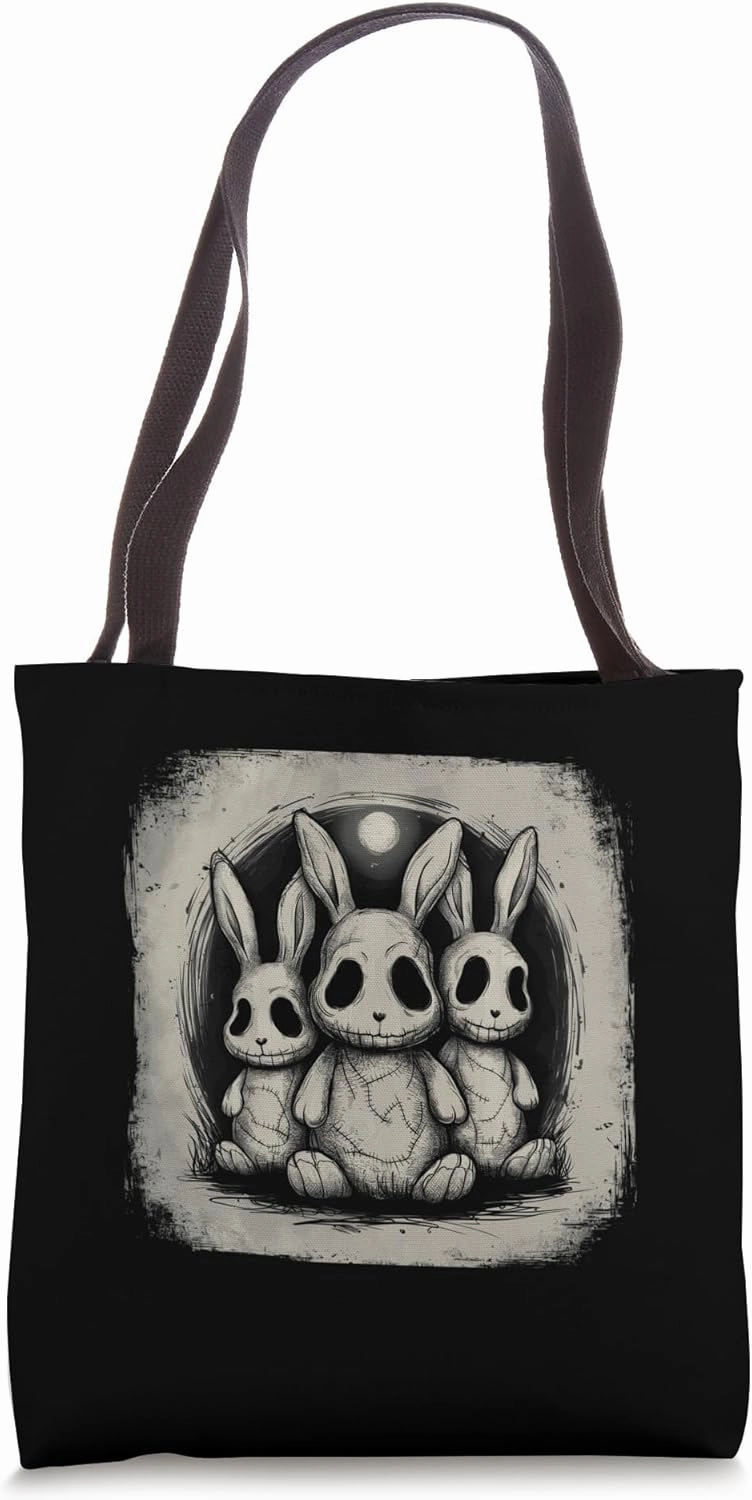 Creepy Bunny Rabbits Easter Horror Goth Grunge Alt Aesthetic Tote Bag