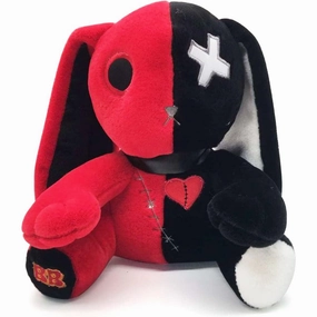 Creepy Goth Plush Crazy Bunny Scrump Stuffed Rabbit Halloween Scary Bunny Stuffed Easter Rabbit Animal Pillow Soft Pink Rabbit Cuddle Lovely Bunny Stuffed Animal Doll Gift 12 Inch