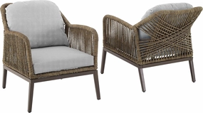 Crosley Furniture Haven 2-Piece Outdoor Chair Set, Wicker Patio Chairs for Conversation, Porch, Deck, Light Brown with Light Gray Cushions