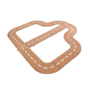 Cruisin’ Cork Road - Set of 17 - Car Track for Kids - More Than 15 ft of Road Length for Imaginative Play with Race Cars and Blocks