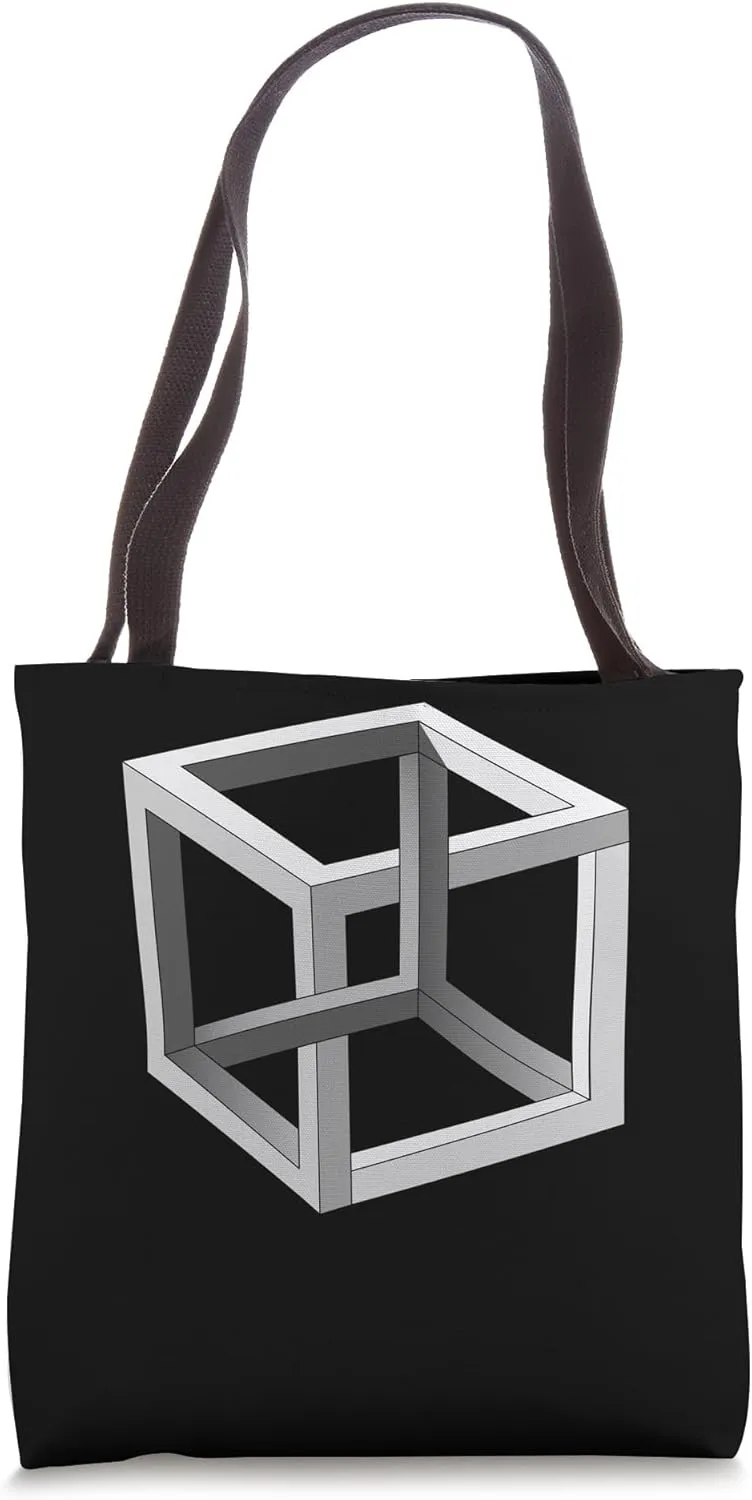 Cube Optical Illusion Necker Cube Architect Optical Illusion Tote Bag