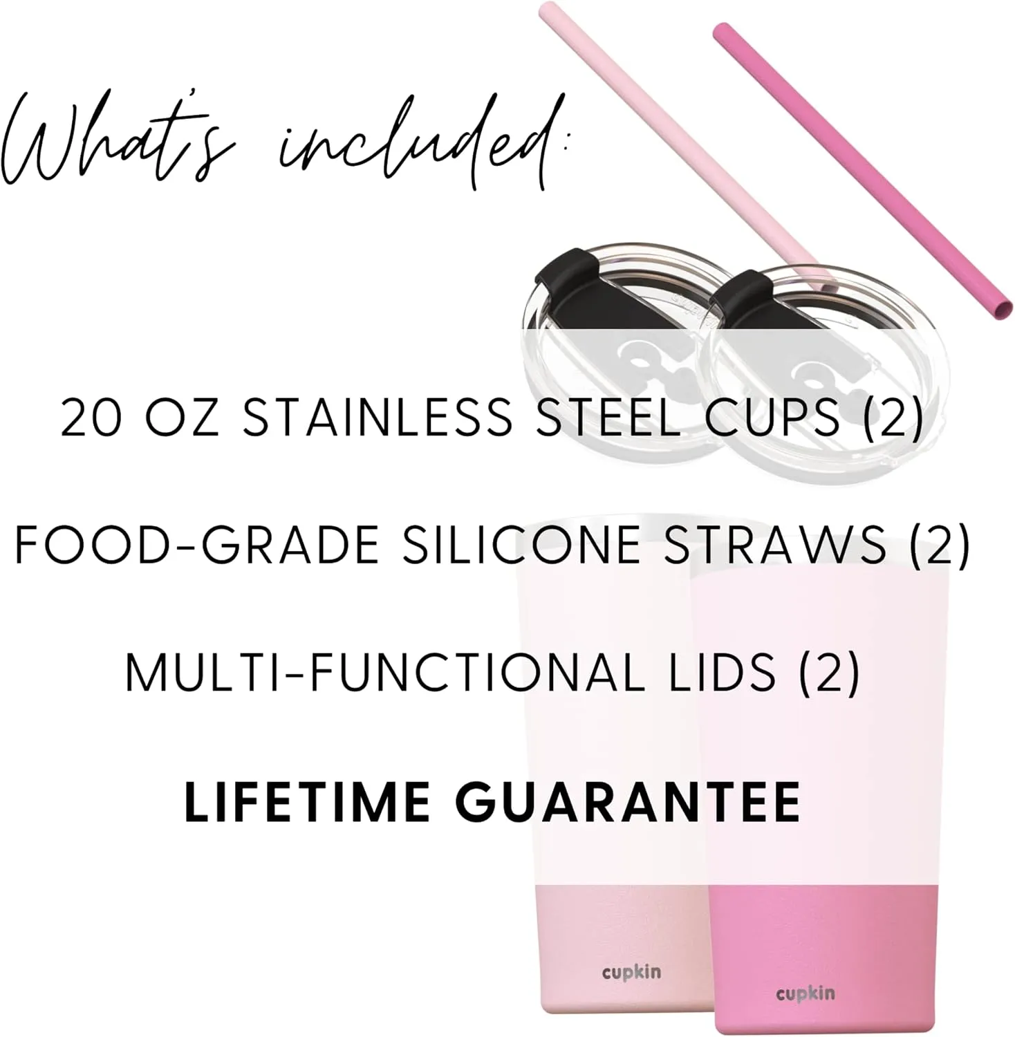 CUPKIN Stainless Steel Insulated Tumbler with Lid and Straw, 20 oz Water Bottle & Straw, Stainless Steel Cups, Travel Coffee Mug for Adults, Iced Coffee Cup with Lid, Tumbler for Travel