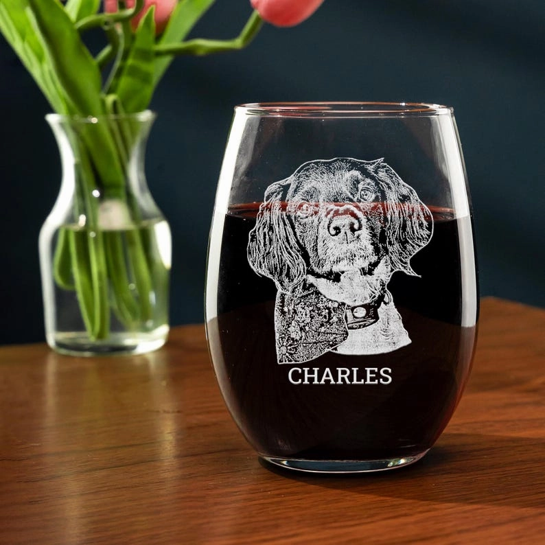 Custom Dog Portrait Whiskey Glass Gift - Engrave Your Pet Photo on Glasses, Gift for Pet Lovers