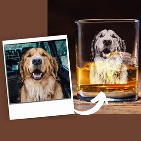 Custom Dog Portrait Whiskey Glass Gift - Engrave Your Pet Photo on Glasses, Gift for Pet Lovers