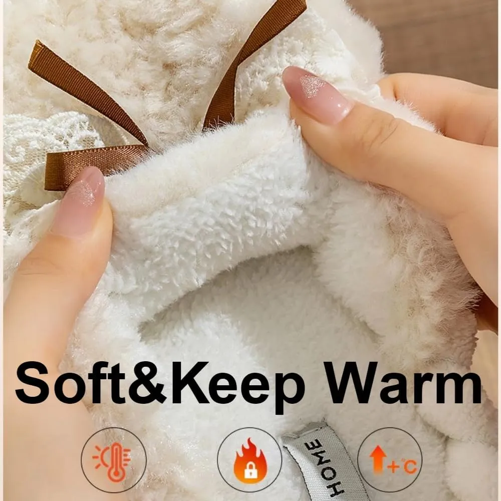Cute Butterfly Fuzzy Women's Slippers Winter Fluffy Open Toe House Slippers Slip On Plush Bedroom Shoes Indoor Outdoor