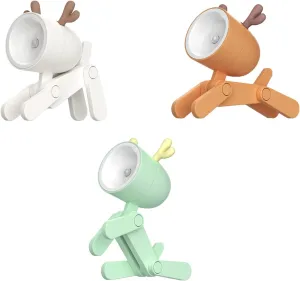 Cute Night Light for Kids, Mini Led Table Desk Lamp, Decorative Lamp Indoor Nightstand, Animal Pet Nightlights, Christmas Decorate Birthday Gifts for Children, Students (Deer 3 Colors-B)