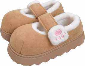 Cute Cat Paw Cotton Slippers for Women Plush Fluffy Fuzzy Non-Slip Winter Wear Indoor Outdoor Warm Cozy Home Shoes Gift