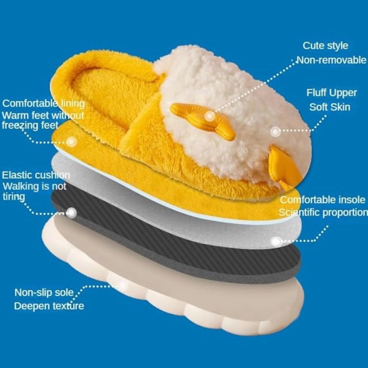 Cute Duck Furry Animal Slippers for Women Men Warm Fluffy Soft House Slippers Indoor Outdoor