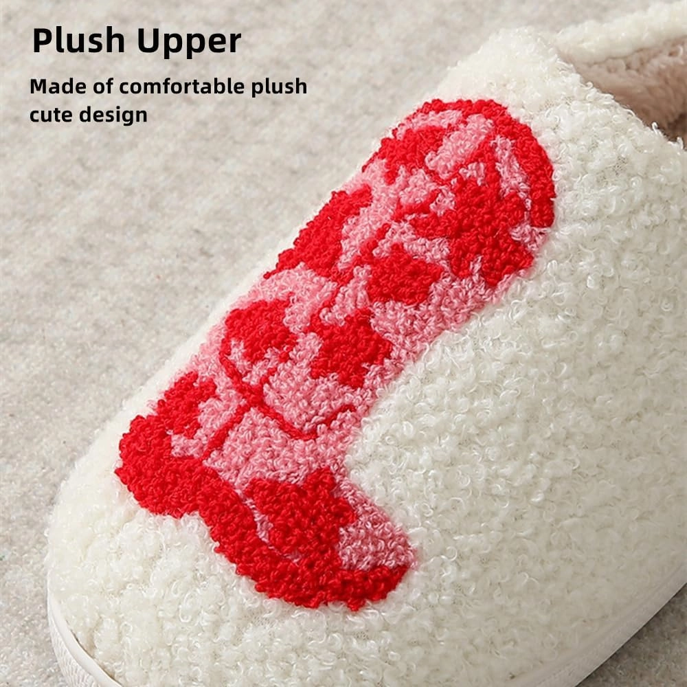 Cute Happy Face Slippers for Women Men, Retro Soft Plush Warm Cushioned Lightweight Non-Slip House Slippers Cozy Indoor Outdoor Slippers