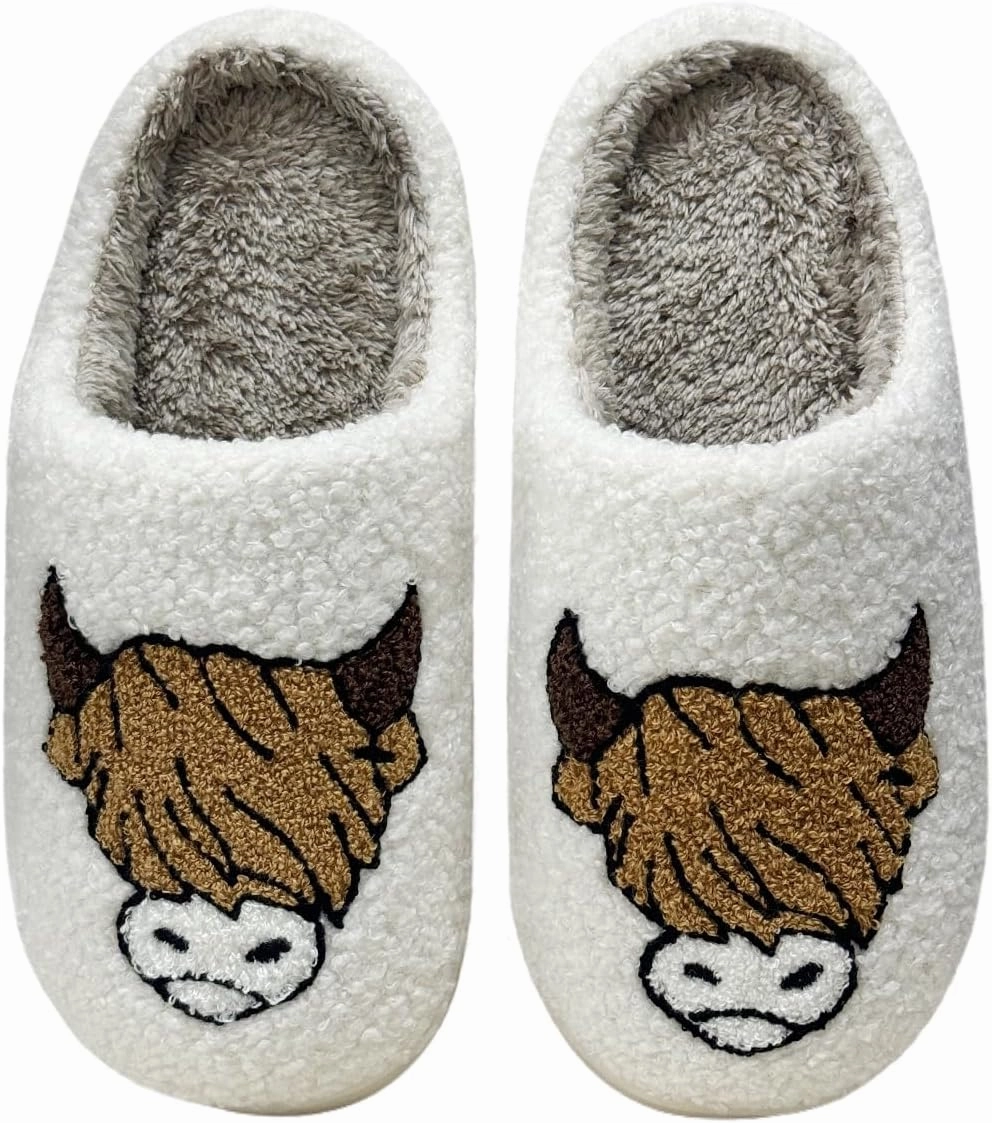 Cute House Slippers for Women Men Fluffy Plush Warm Animal Slippers Winter Comfy Bedroom Shoes
