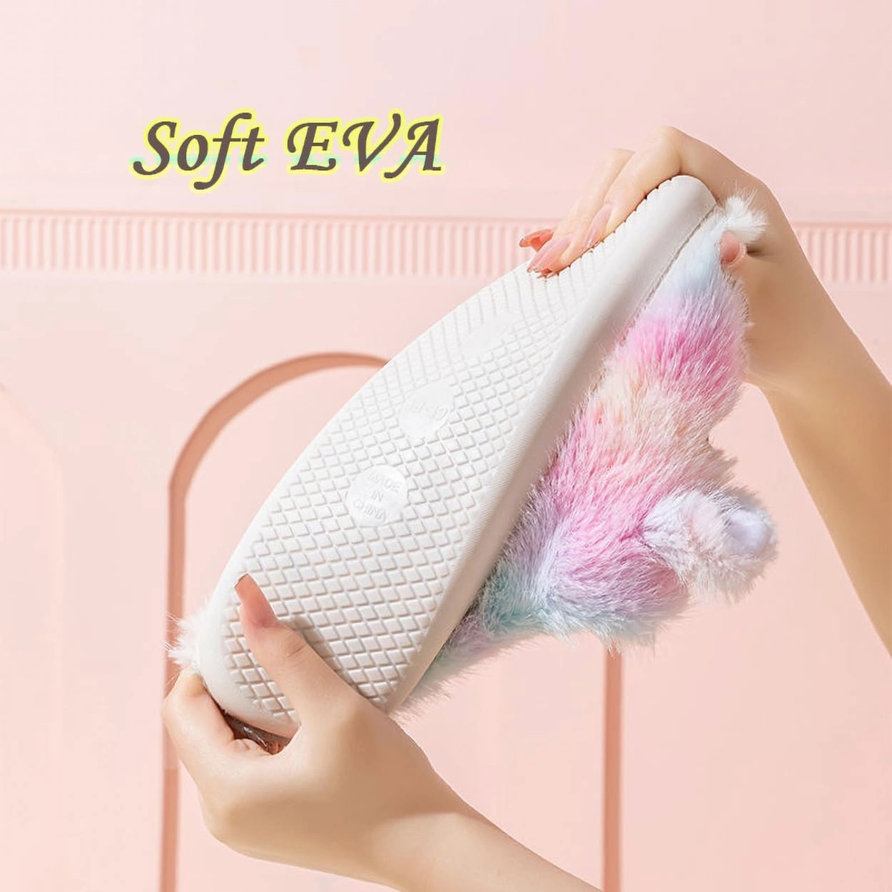 Cute Plush Unicorn Slippers for Women Cartoon Fluffy Fuzzy Rainbow Slippers Cozy House Slippers Indoor Outdoor
