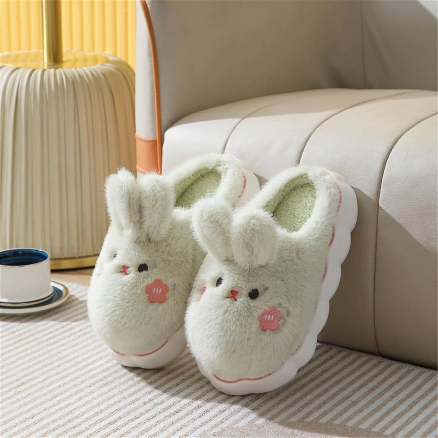 Cute Rabbit Cotton Animal Slippers for Women - Warm Home Slippers