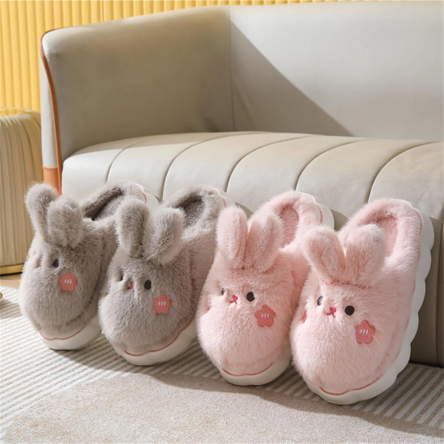 Cute Rabbit Cotton Animal Slippers for Women - Warm Home Slippers