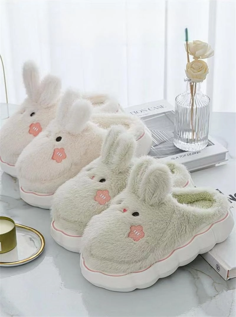 Cute Rabbit Cotton Animal Slippers for Women - Warm Home Slippers