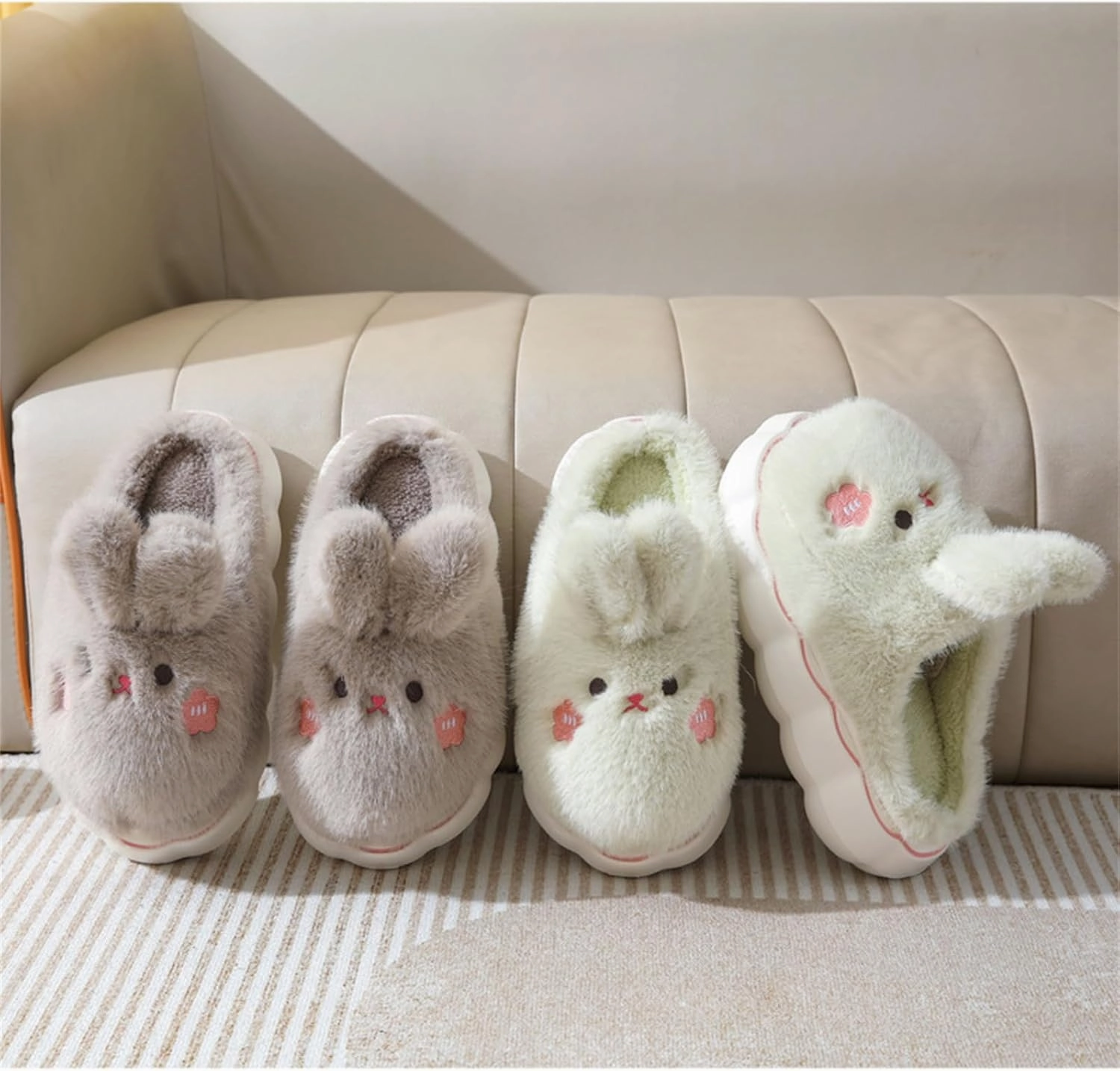 Cute Rabbit Cotton Animal Slippers for Women - Warm Home Slippers