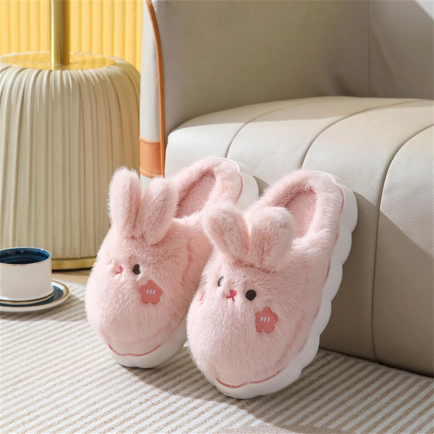 Cute Rabbit Cotton Animal Slippers for Women - Warm Home Slippers