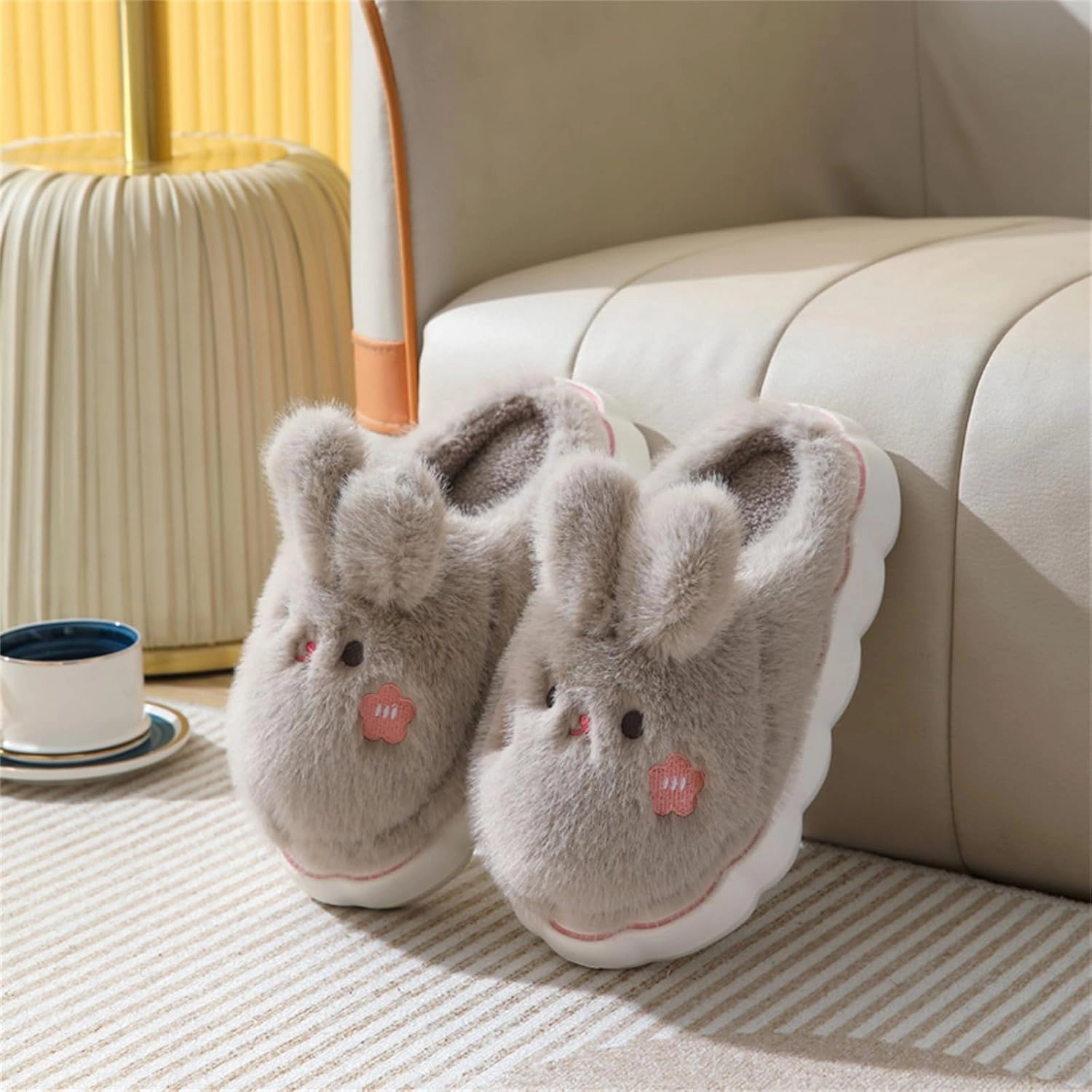 Cute Rabbit Cotton Animal Slippers for Women - Warm Home Slippers