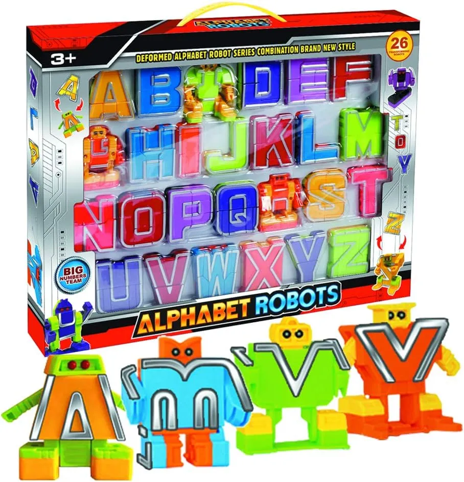 Cyeah Alphabet Robot Toys for Preschool Kids Education, Transforming Robotic Toys 26 Pieces