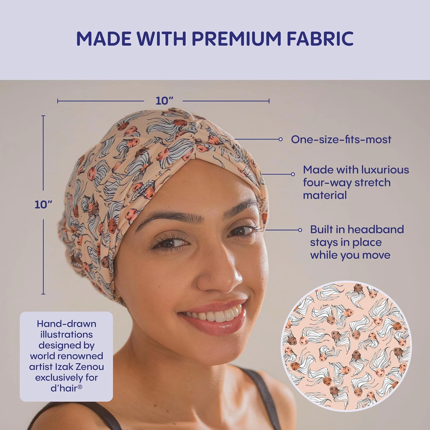 d’Hair Spa Facial Headband for Women, Hair Band for Skincare, Facial, Steam Room & Sauna Hat, Soft Stretchy Hair Wrap
