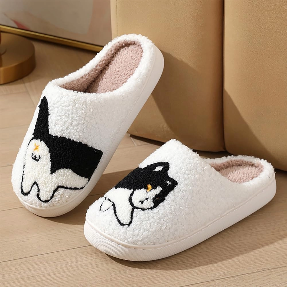 Dachshund Slippers for Women - Cute Animal Cartoon Weiner Dog Plush House Slippers