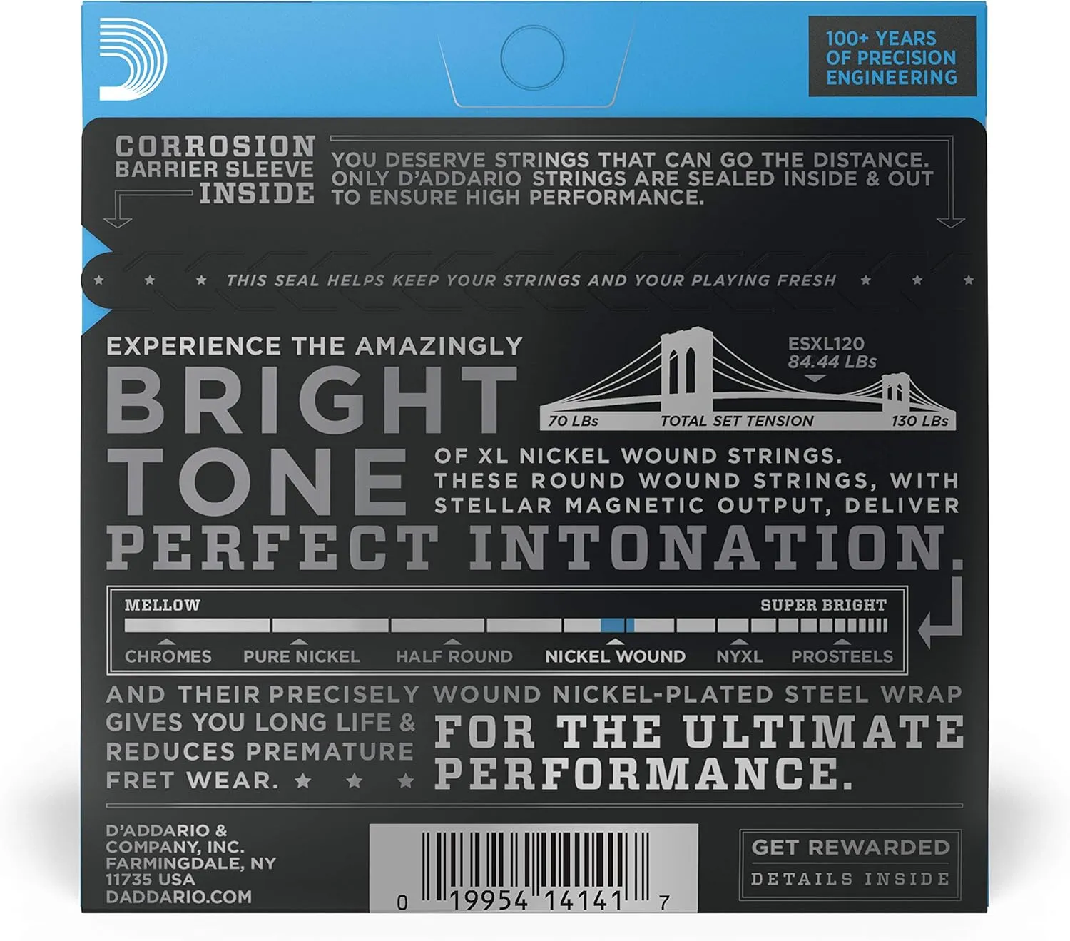 D'Addario Guitar Strings - XL Nickel Electric Guitar Strings - ESXL120 - Perfect Intonation, Consistent Feel, Reliable Durability - For 6 String Guitars - 09-42 Super Light Double Ball End