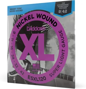 D'Addario Guitar Strings - XL Nickel Electric Guitar Strings - ESXL120 - Perfect Intonation, Consistent Feel, Reliable Durability - For 6 String Guitars - 09-42 Super Light Double Ball End