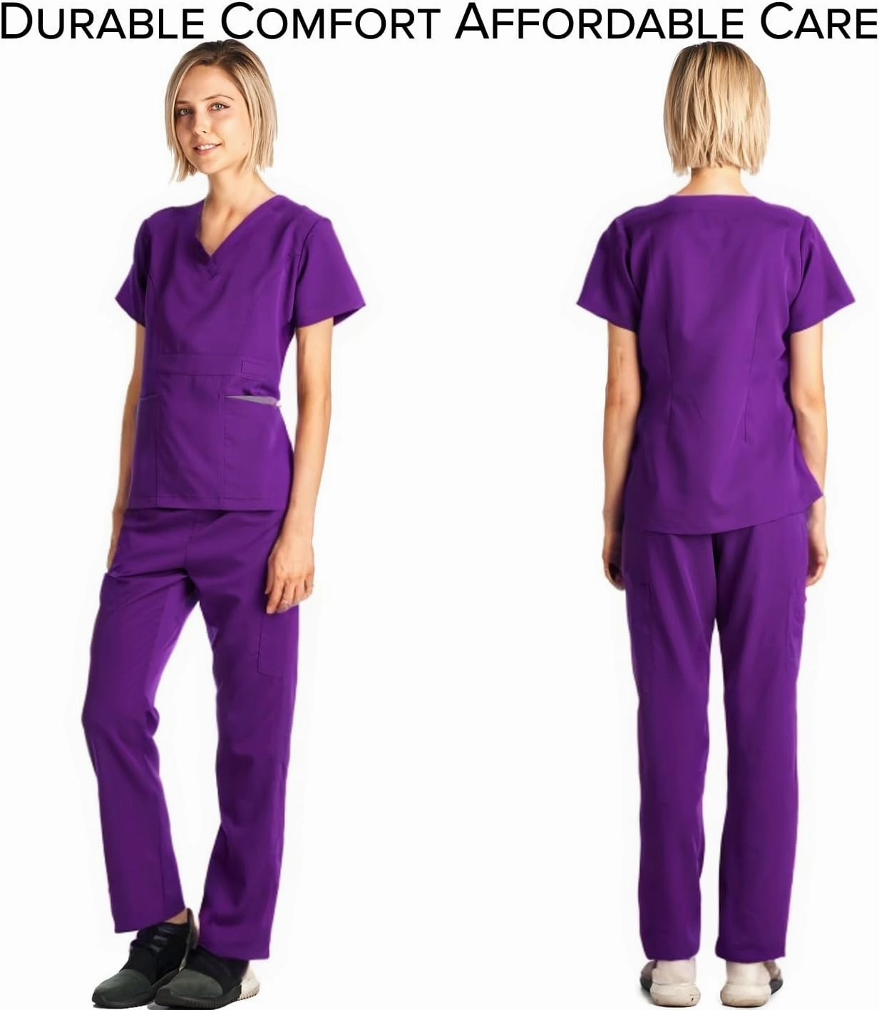 Dagacci Medical Uniform Women's Scrubs Set Stretch Ultra Soft Contrast Pocket