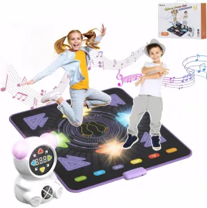Dance Mat Kids Boys Girls Dance Game Toys Wireless Bluetooth Light Up LED Lights Dance Mat Kids Exercise Dance Game Christmas Birthday Gift Adjustable Volume 5 Game Modes 3-12 Years Toys