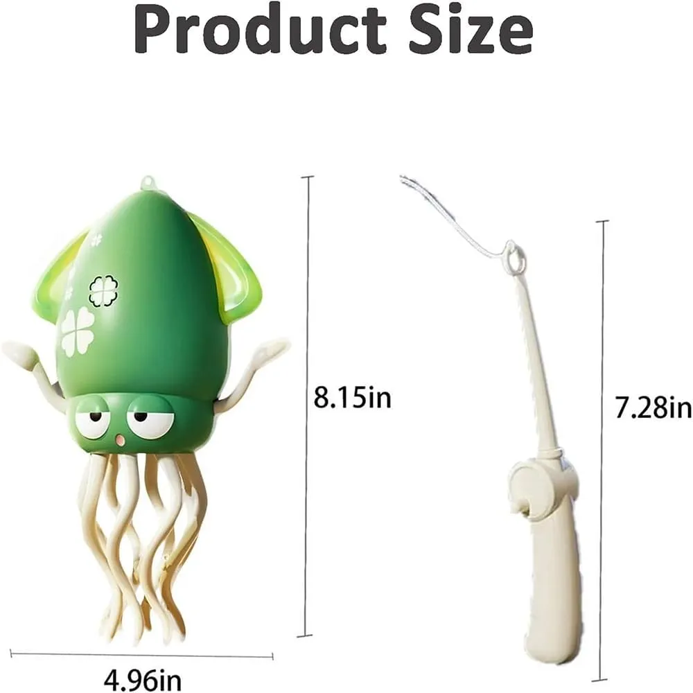Dancing Octopus Toy, Crawling Dancing Automatic Obstacle Sensing Toy, Smart Tentacles Explorer, Wiggly Wonder Octopus, Suitable for Indoor Cats & Dogs (Yellow, with Fishing Rod)