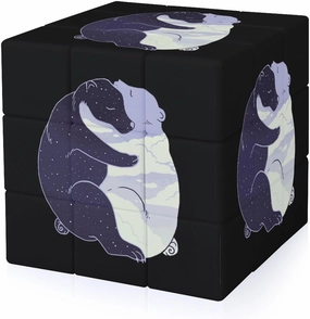 Day and Night Yinyang Bears Funny 3x3x3 Cube Smooth Lightweight Puzzle for Adult Graphic Printing Travel