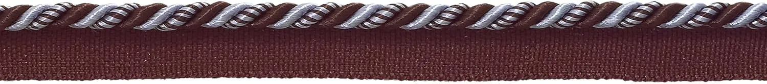 DÉCOPRO 3/16" (0.5cm) Small Shiny Twisted Rope Cord with Lip | Cord Trim # 0316BL, Mocha Ice Blue #24B (Silver Blue, Light Blue, Mocha Brown) 12 Yard Value Pack (36 ft/11m)
