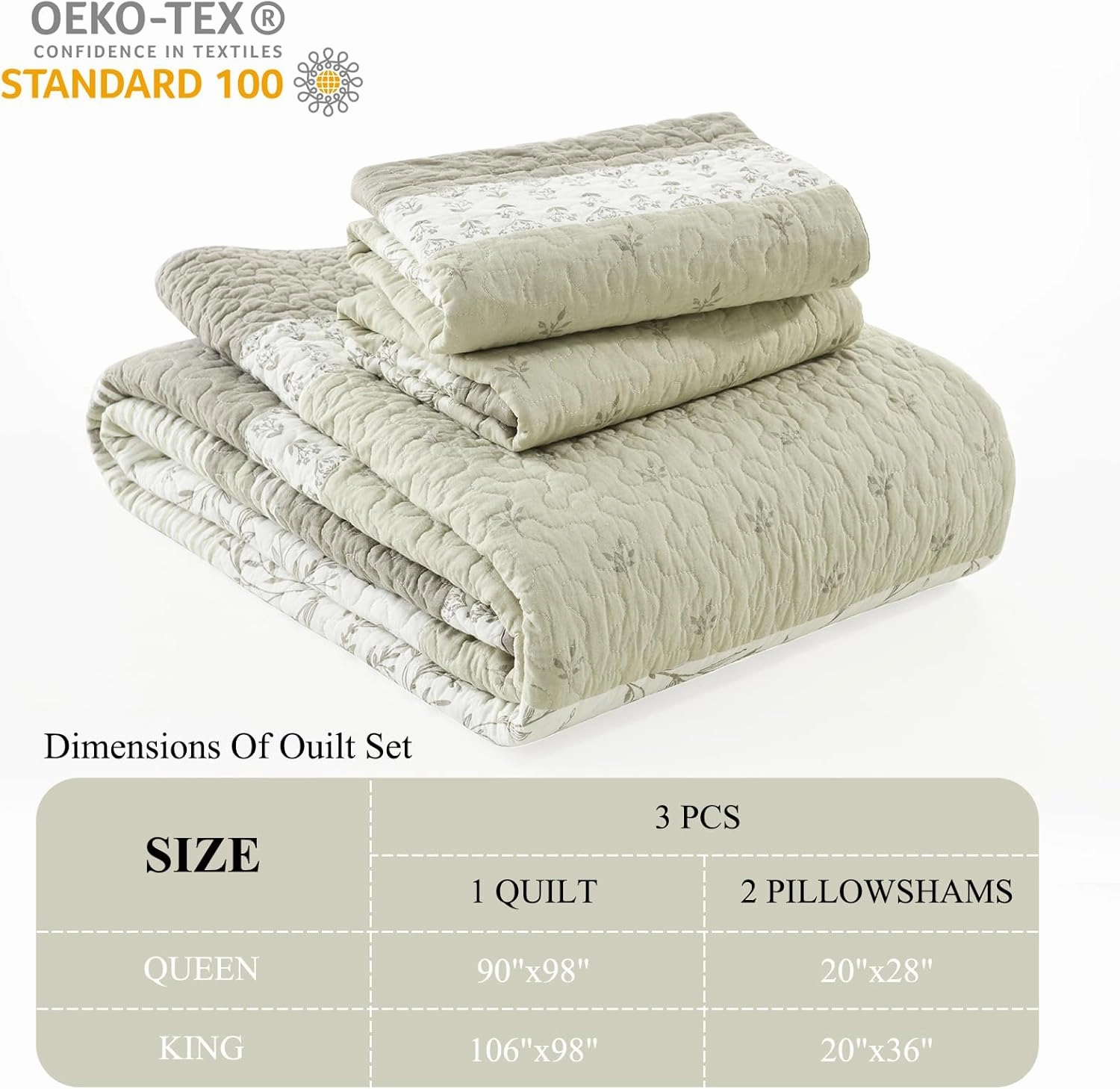 DDUOXIN 100% Cotton King Quilt - Modern Stripe King Size Quilt with 2 Pillow Shams, Bedspread Reversible Lightweight Comforter Bedding Set for All Seasons, Beige